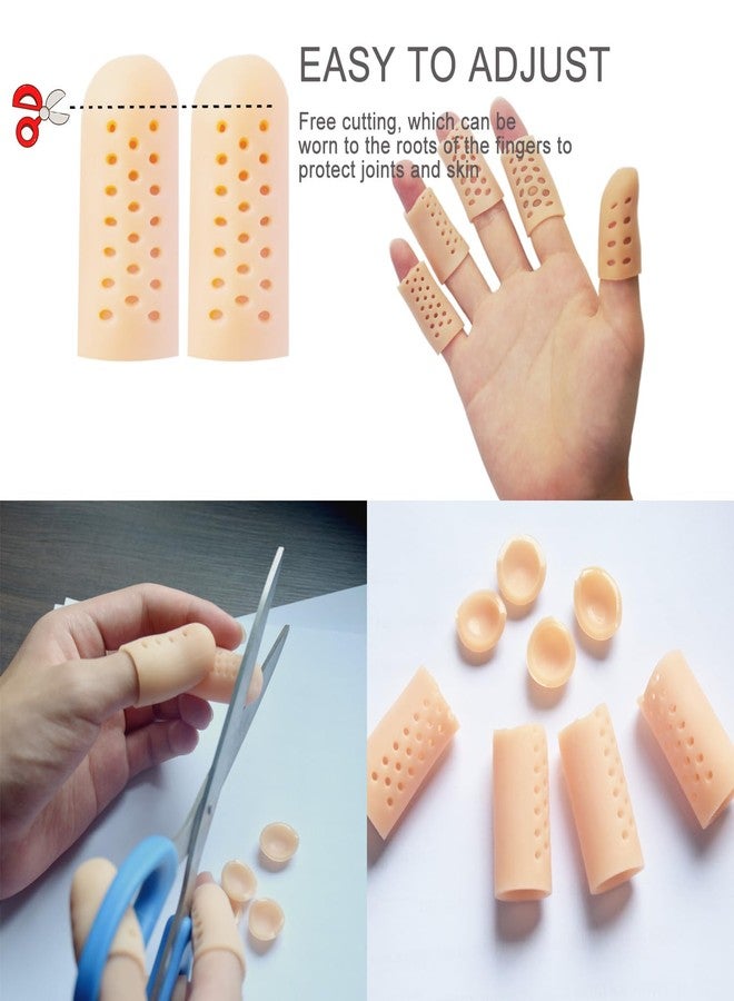 YIVCKOM Finger Cots, Finger Protectors Support for Dry Skin Crack Slips, Finger Covers for Trigger Finger, Hand Eczema, Finger Arthritis Protection, Washable and Reuse(20pcs) (Beige) - Image 2